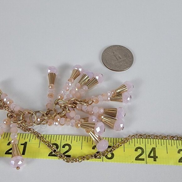 JS Collections Pink Crystal Tassel Pendant Necklace 33" Gold-Tone Lobster Clasp - Picture 10 of 10